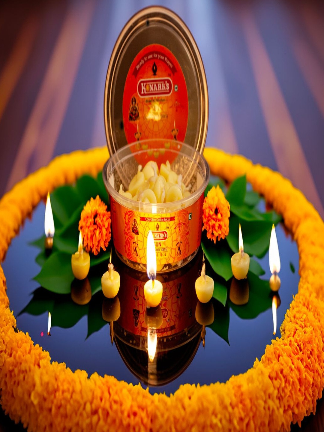 KONARK'S SUN Set of 50 Cow-Ghee Cotton Diyas