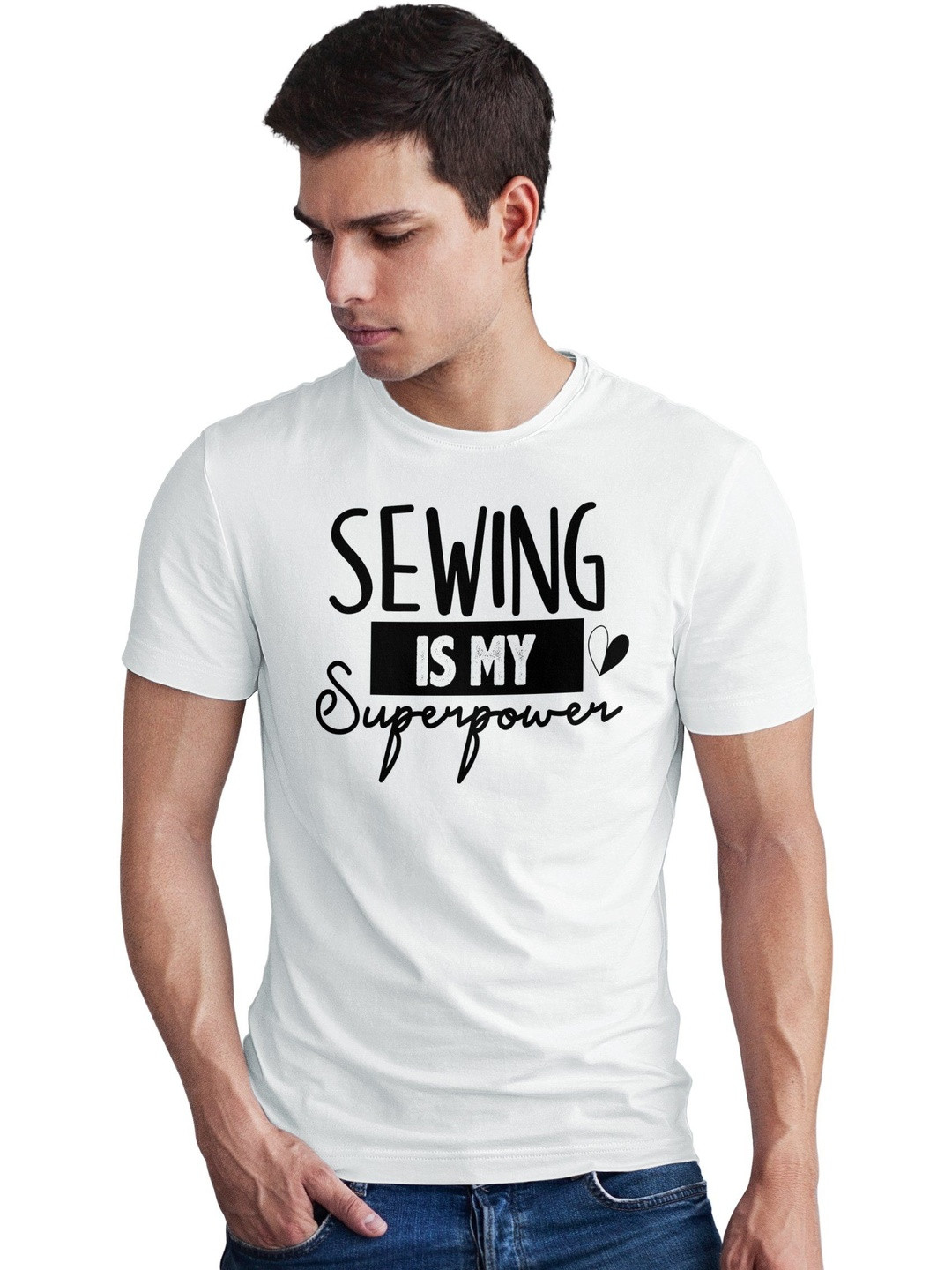 Seekbuylove Men Sewing Is My Superpower Printed Bio Finish Regular Fit T-shirt