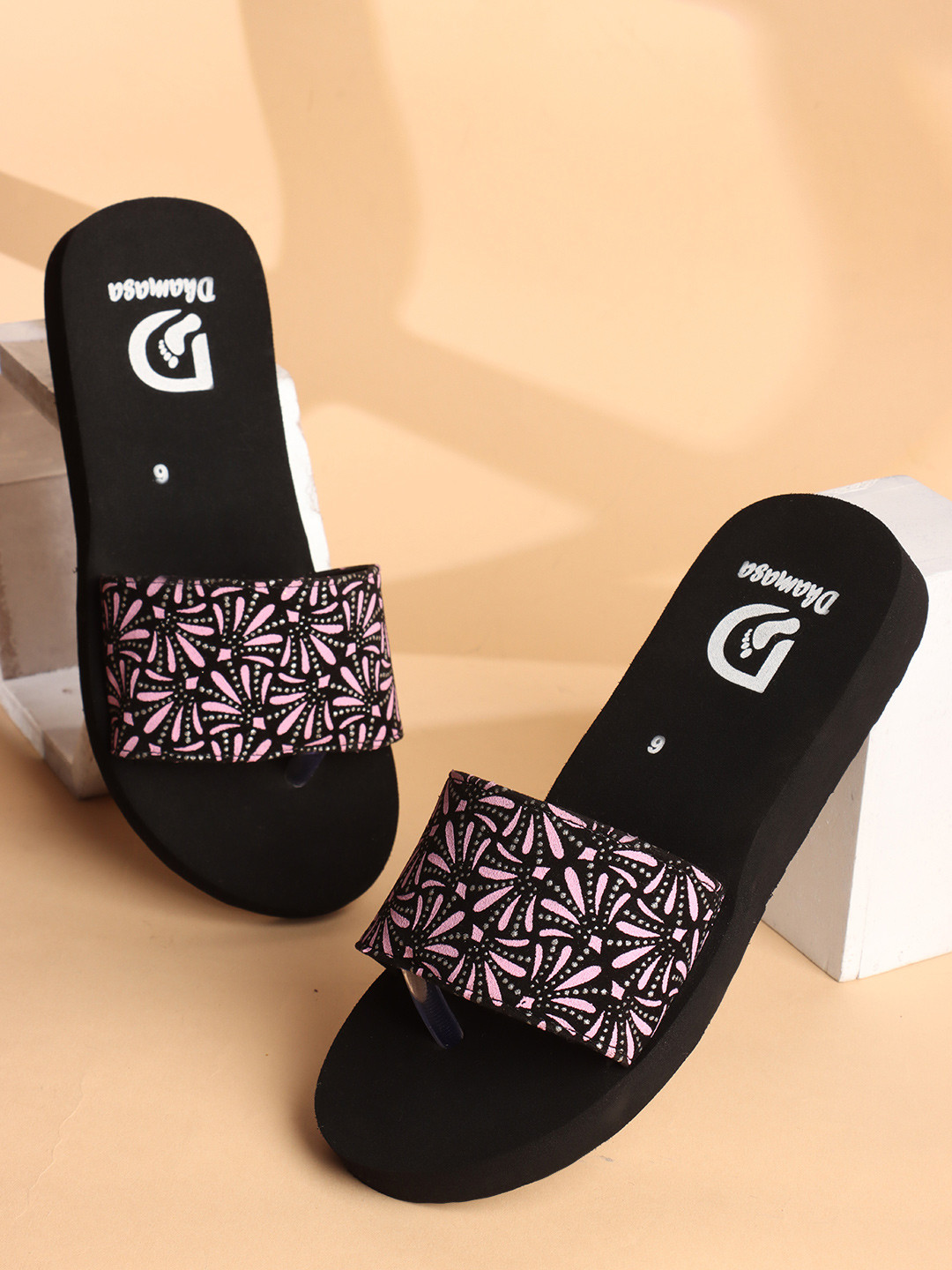 DHAMASA Women Printed Open Toe Flats