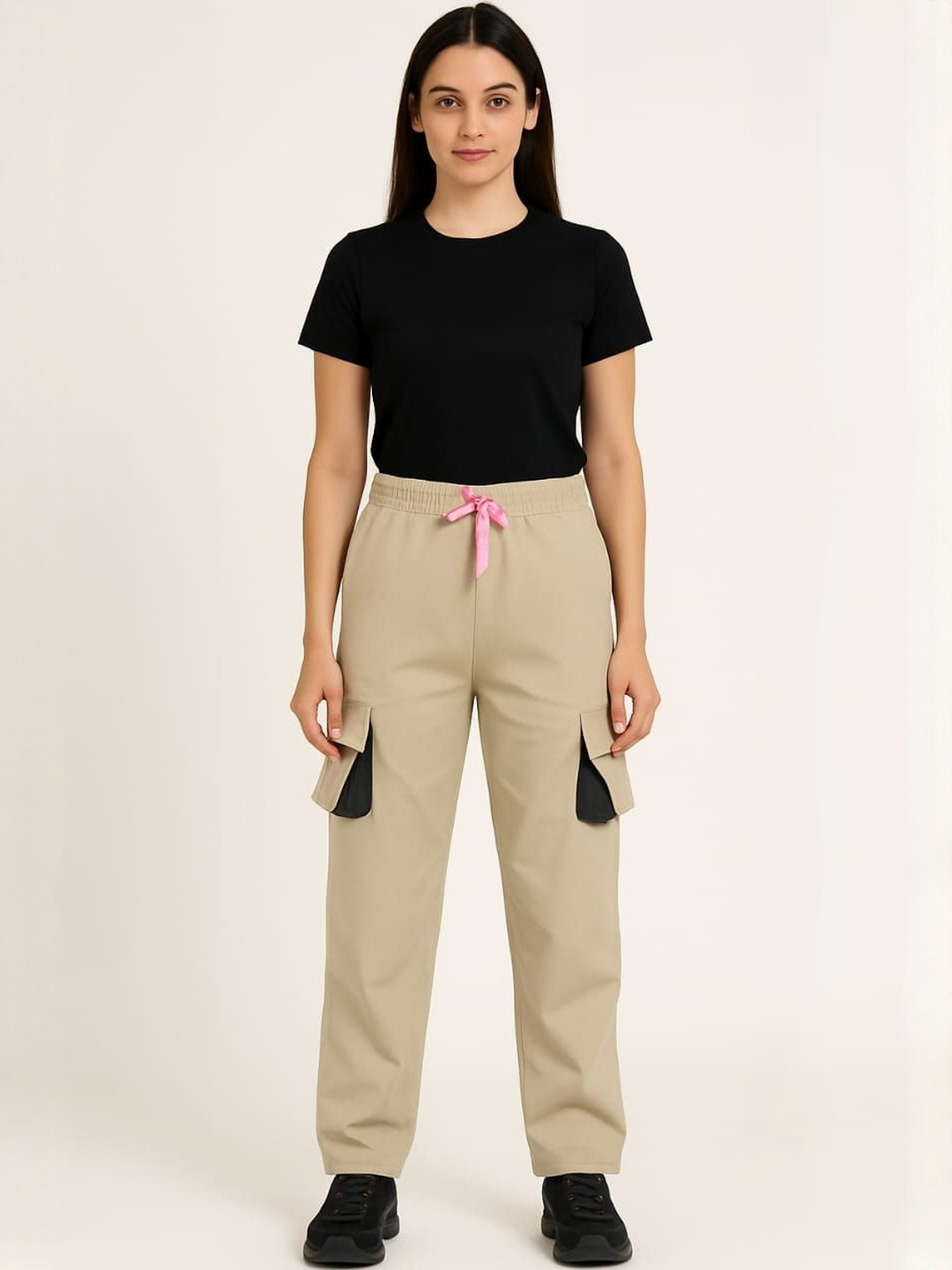 SSCOLECTION Women Mid-Rise Cotton Cargos