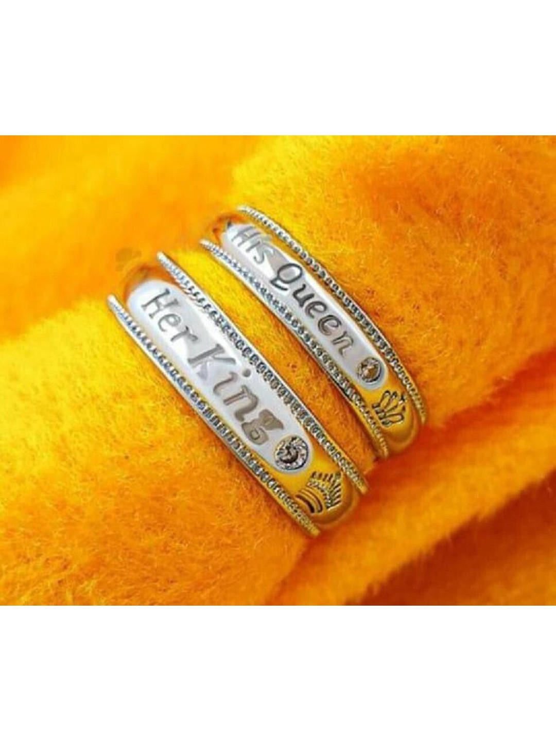 J.S ENTERPRISES Unisex Stainless Steel Couple Finger Rings