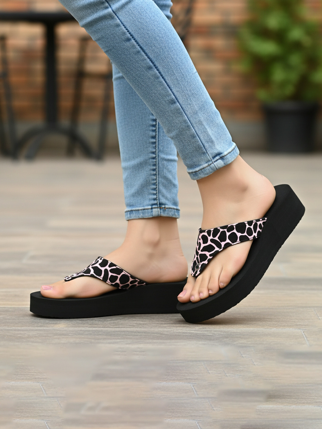 DHAMASA Women Printed Wedge Sandals