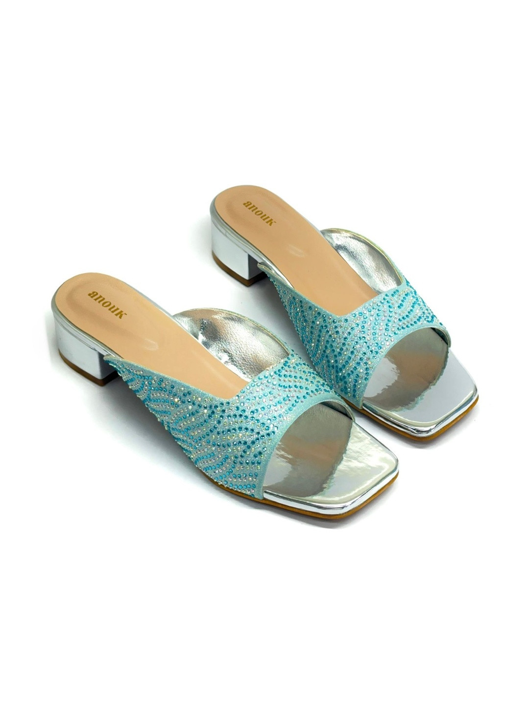 Anouk Embellished Sqaure Toe Block Sandal