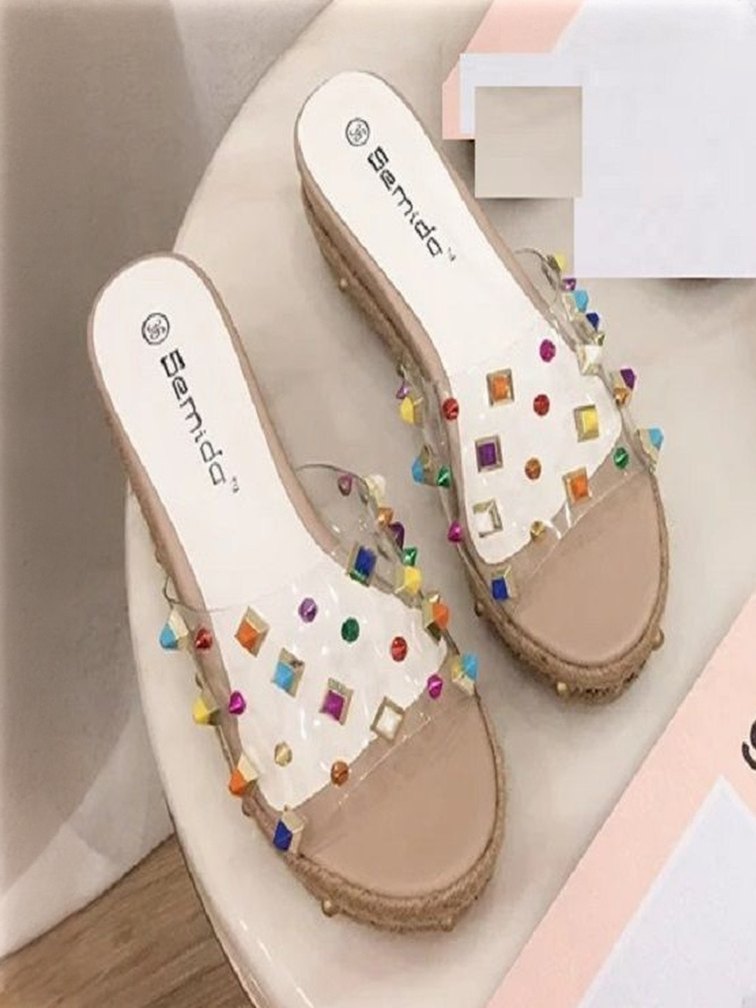MONRSH Embellished Open-Toe Platforms