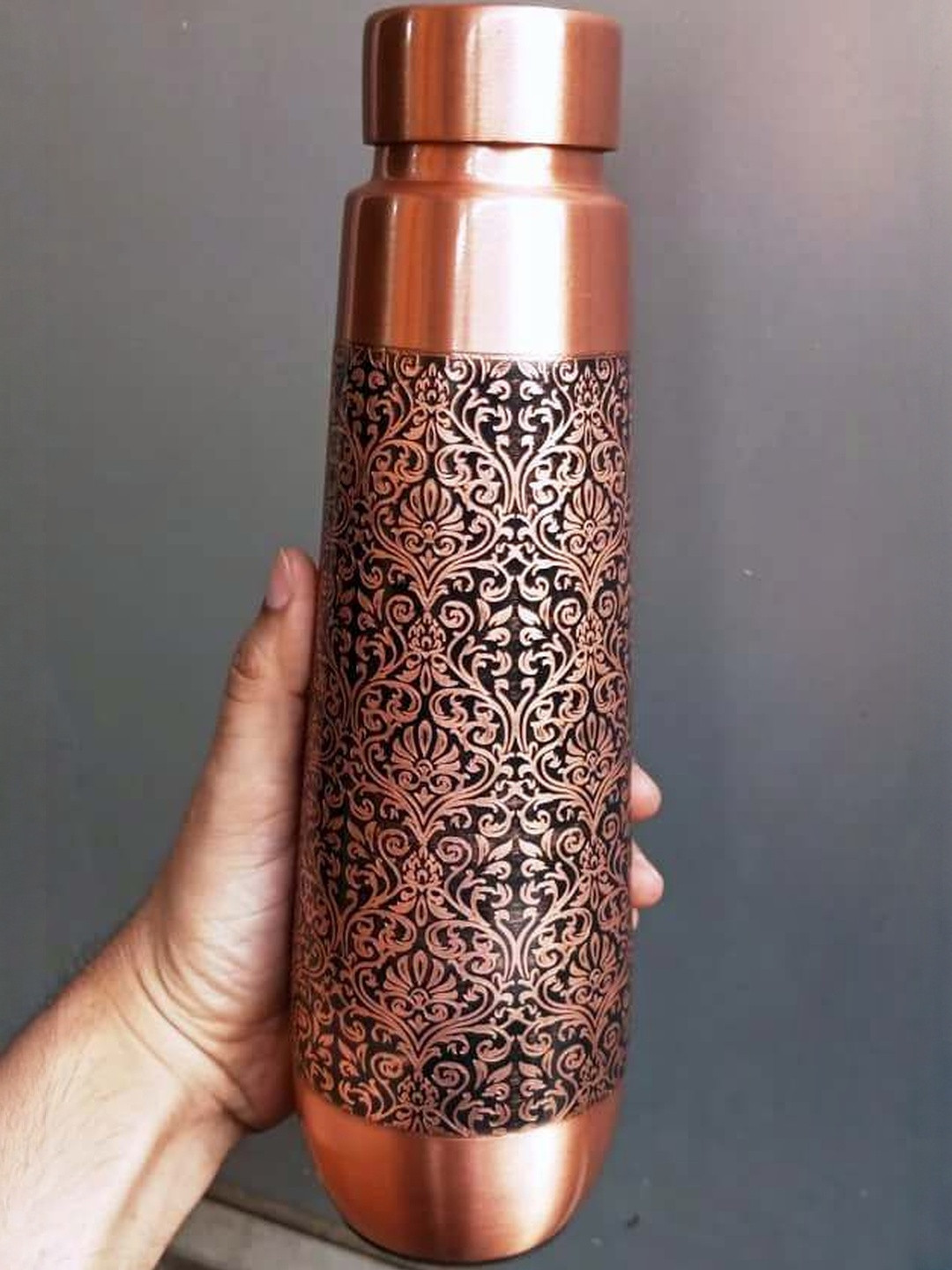Lupaava Copper-Toned Floral Printed Water Bottle 1000ml