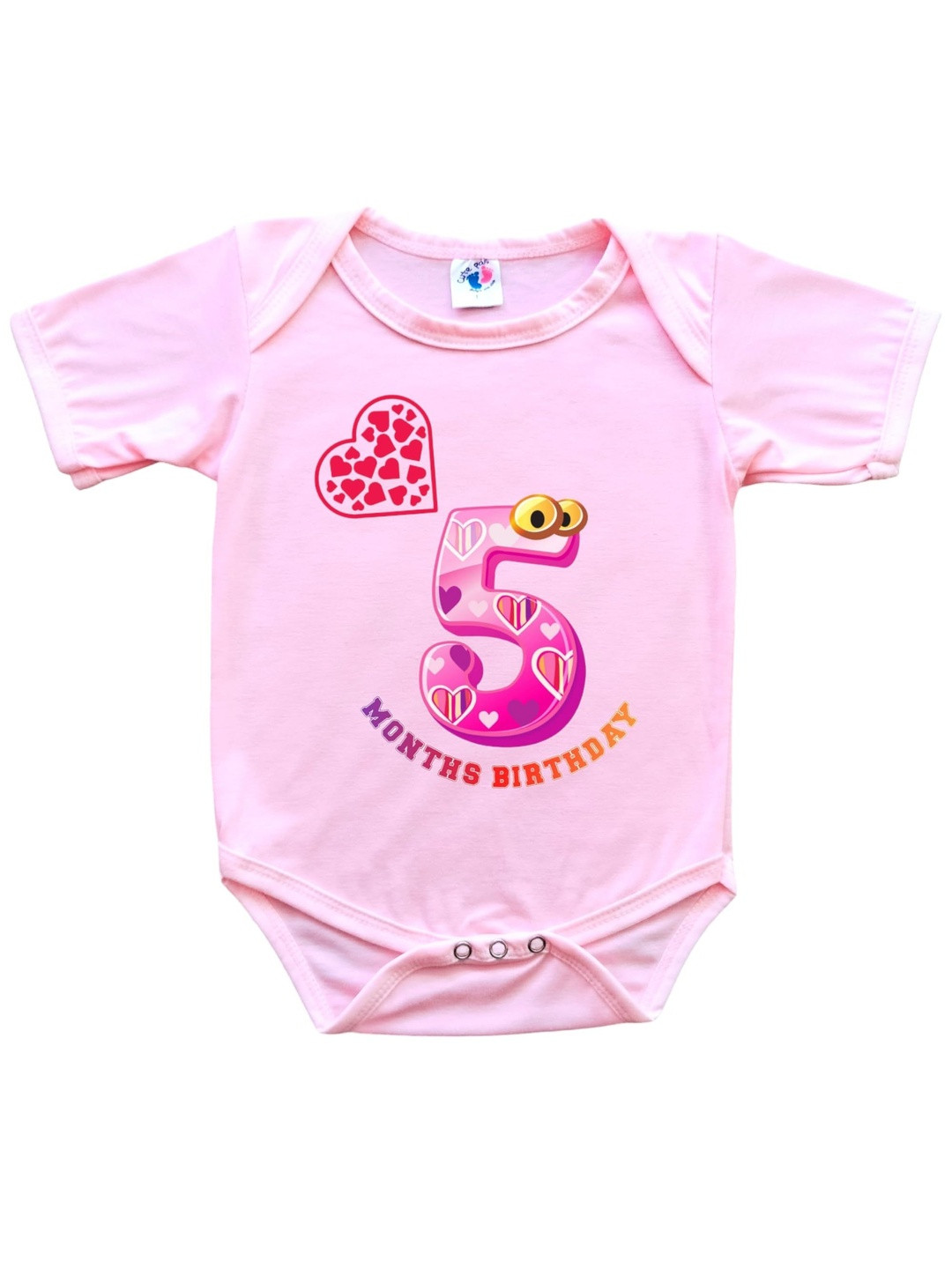Cute Pals Infants Monthly Milestone 5 Month Birthday Printed Cotton Onesie Bodysuit