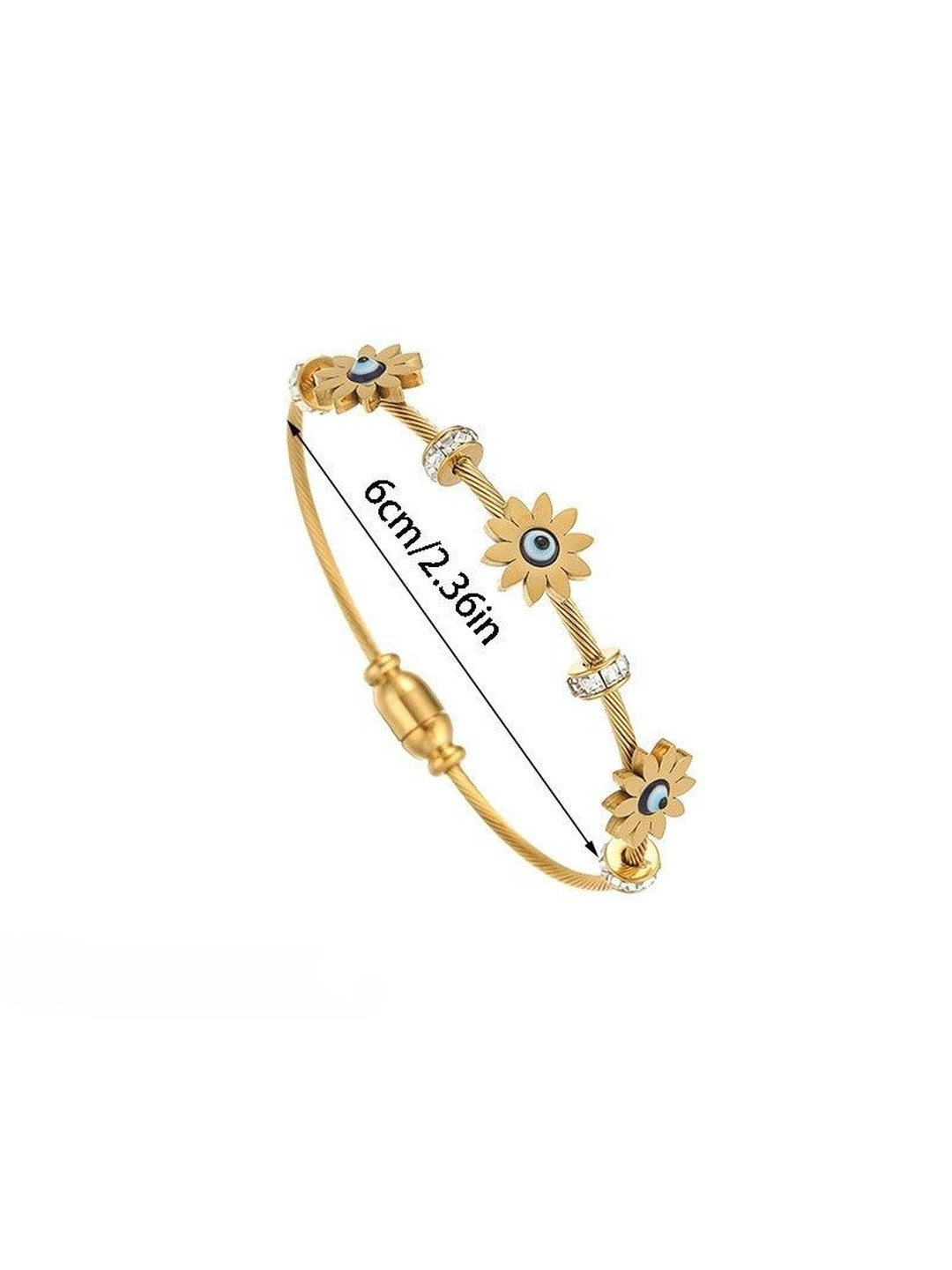 Just Lil Things Daisy Evil Eye Artificial Stones Studded Cuff Bracelet