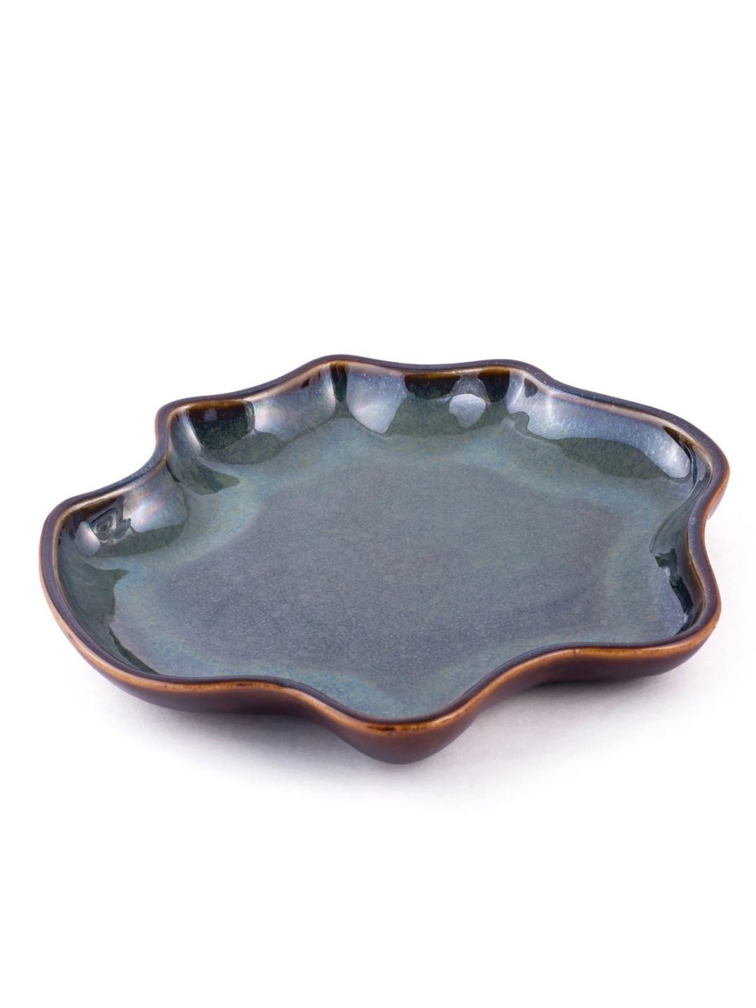 SMOKEY COCKTAIL Green Unisex Zigzag Stoneware Handcrafted  Platter Food Platter