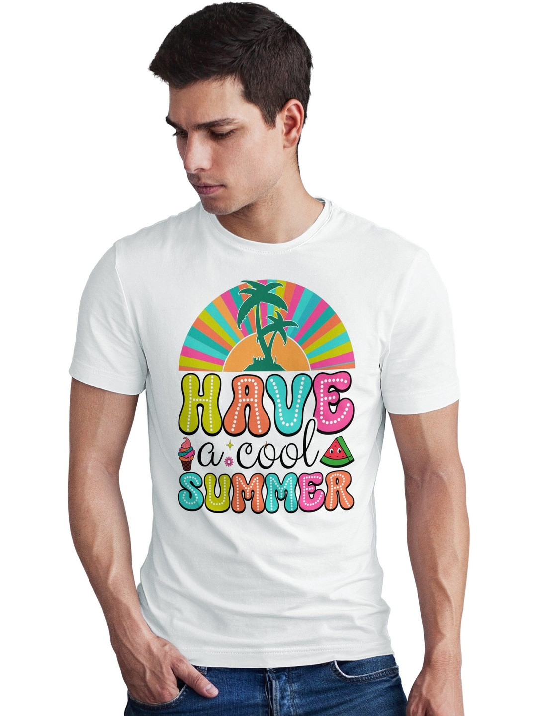 Seekbuylove Men Have A Cool Summer Printed Bio Finish Regular Fit T-shirt