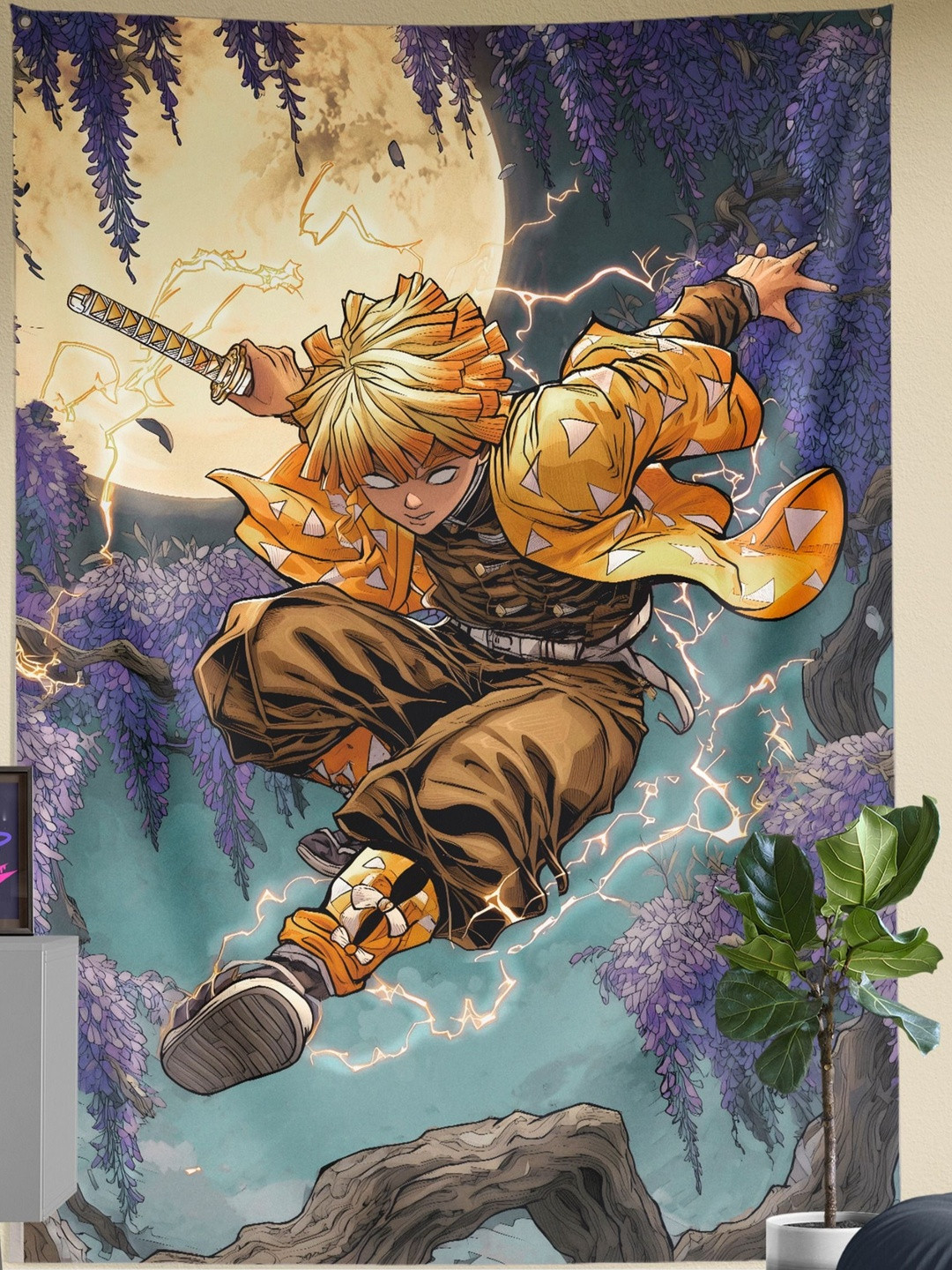 COMICSENSE Blue & Beige Thunder Warrior Printed Wall Hanging Tapestry