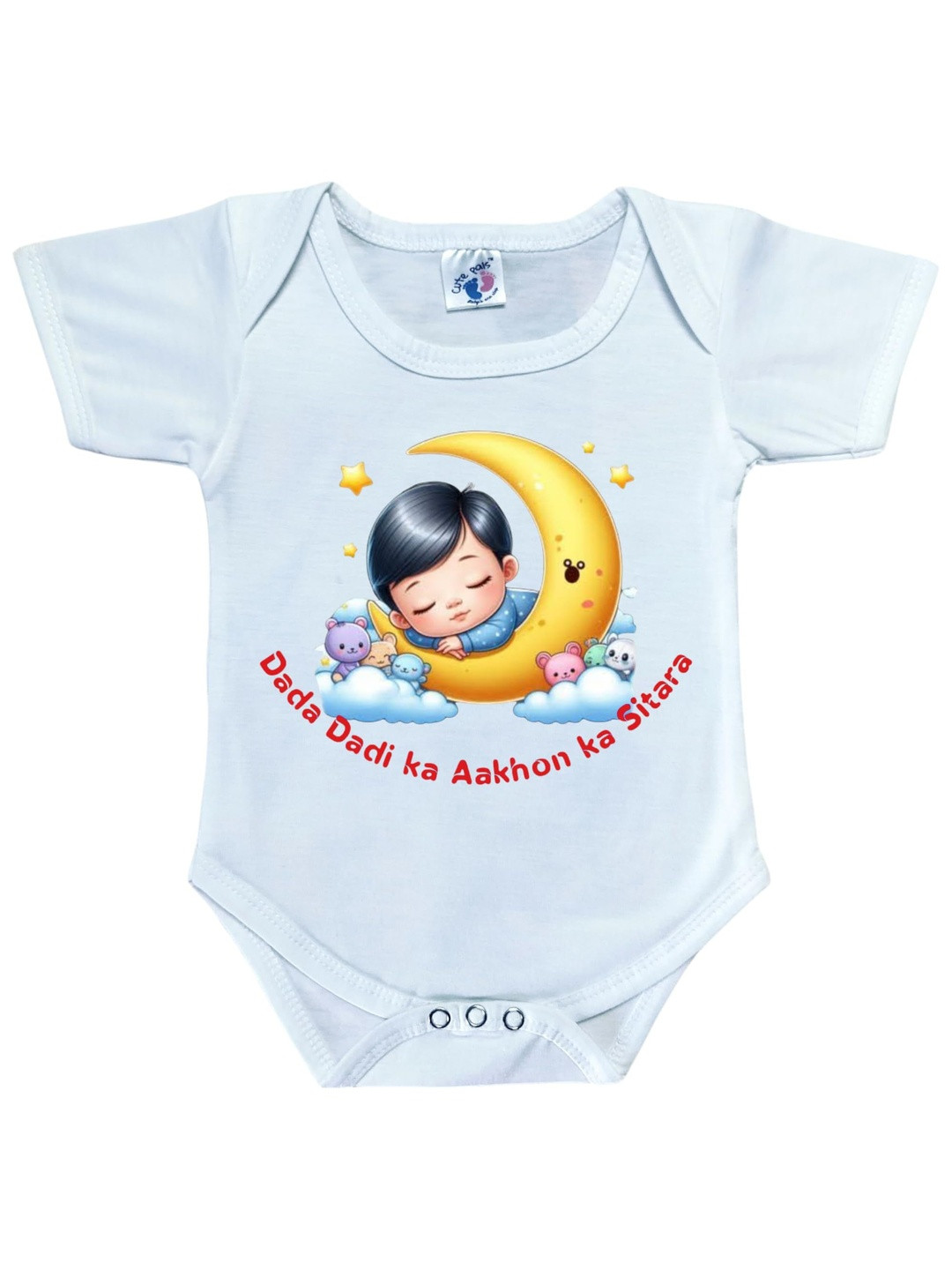 Cute Pals Boys Dada Dadi K Aankhon Ka Sitara Printed Cotton Romper Bodysuit