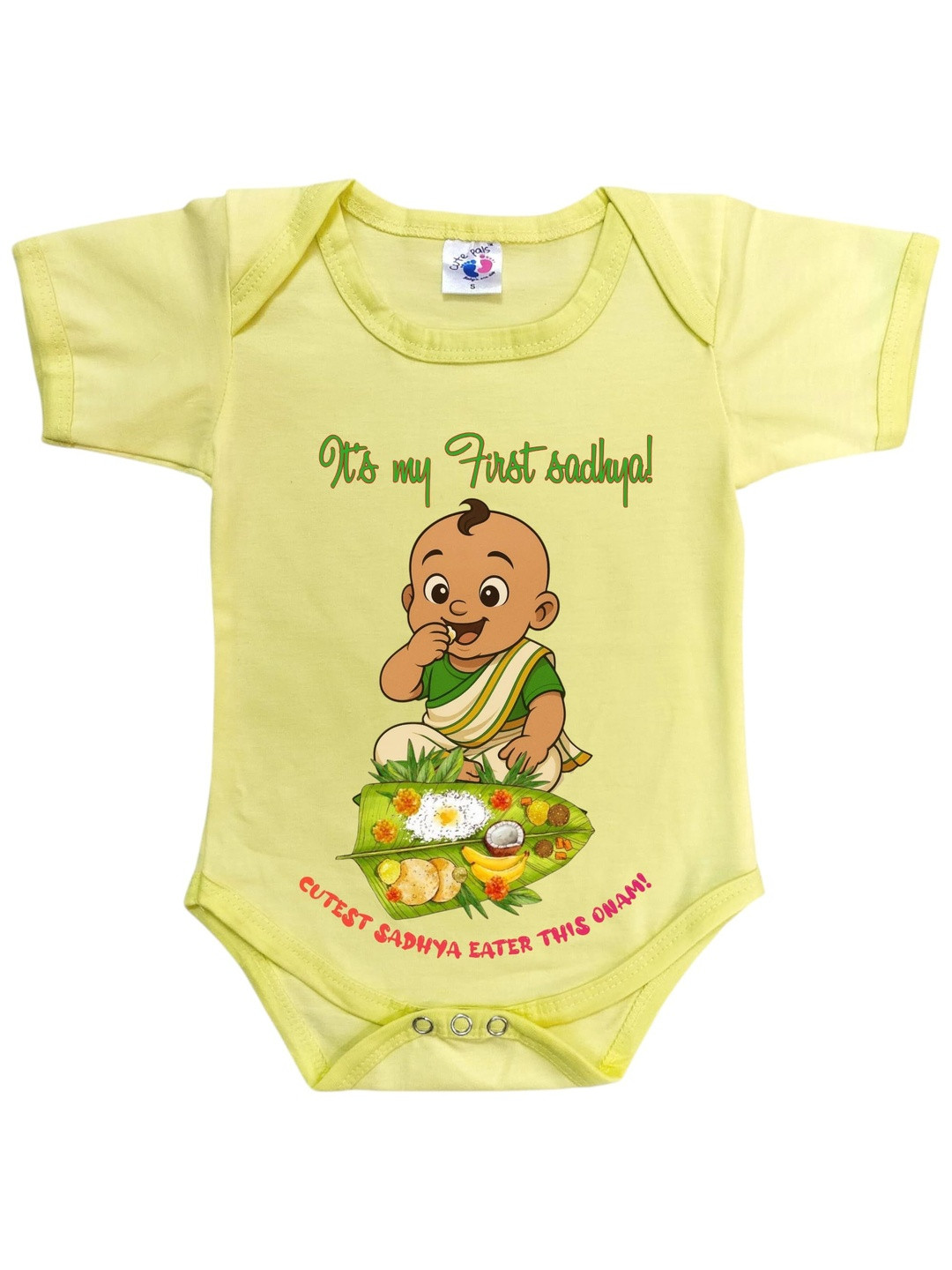 Cute Pals Infants Kids It's My First Onam Printed Bodysuit