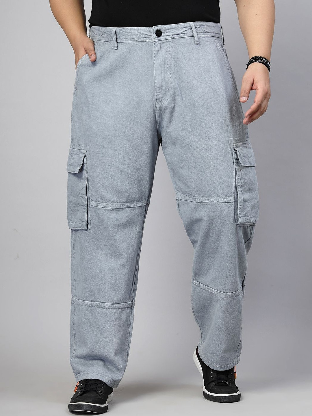 Style Quotient Men Plus Size Comfort Mid-Rise Light Fade Cotton Relaxed Fit Jean