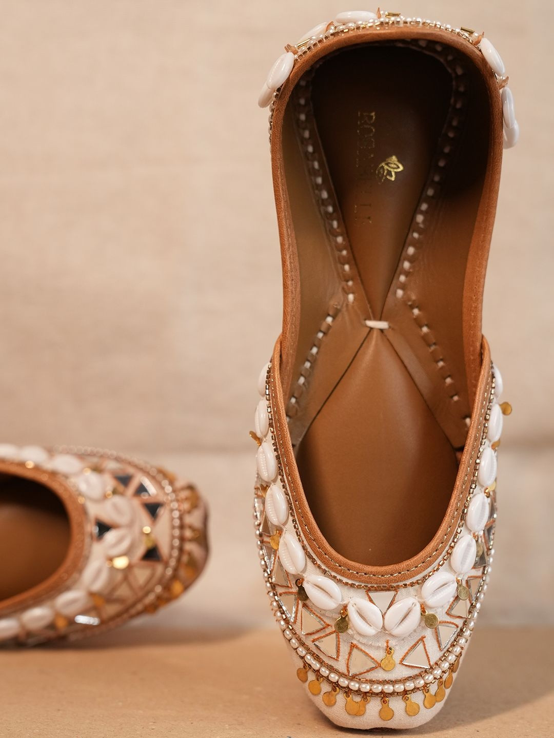 Rosabelle Women Mirror Work Embellished Mojaris