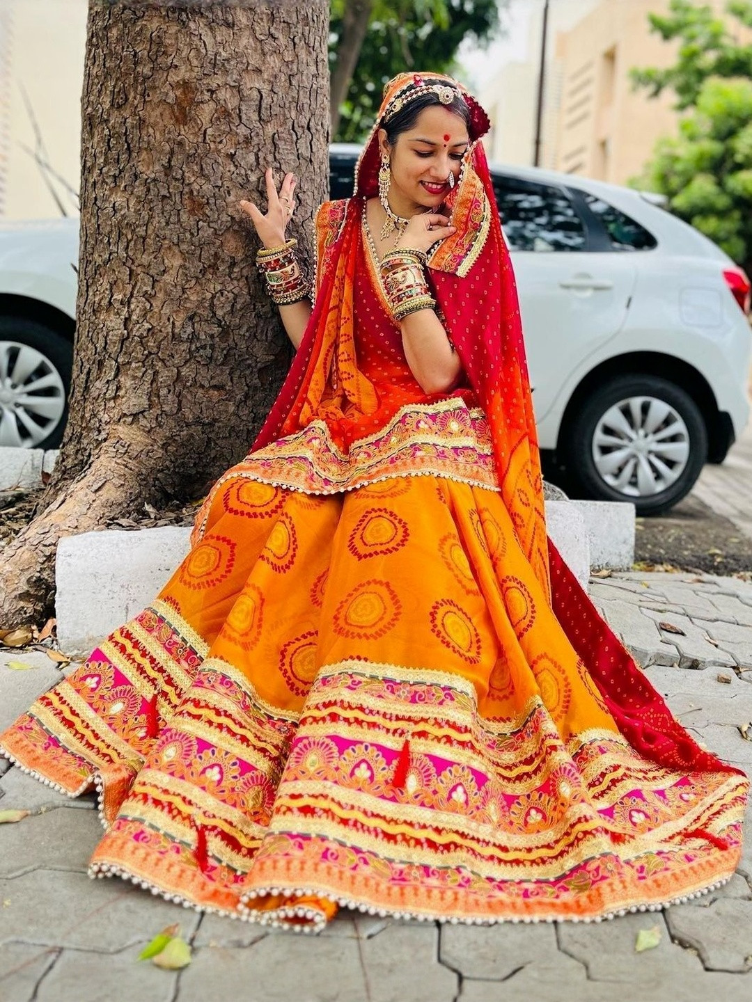 Lookmark Bandhani Embroidered Art Silk Heavy Work Bandhani Saree
