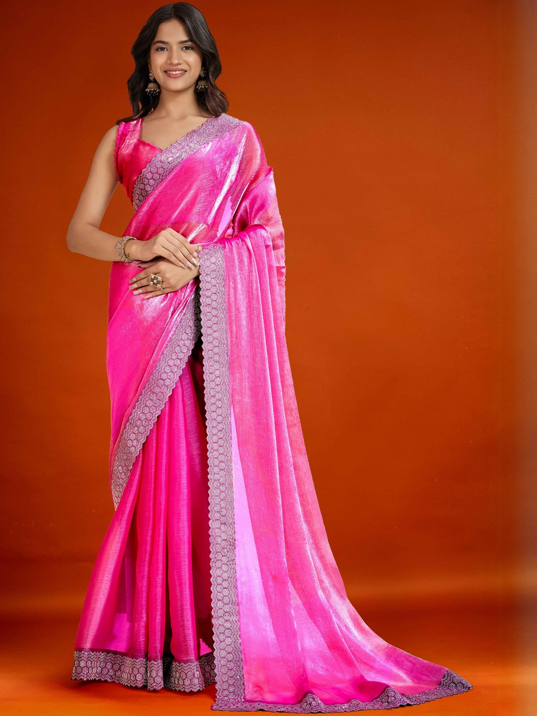 MEAVEN FEB Pure Embellished Border Saree Saree With Blouse Piece