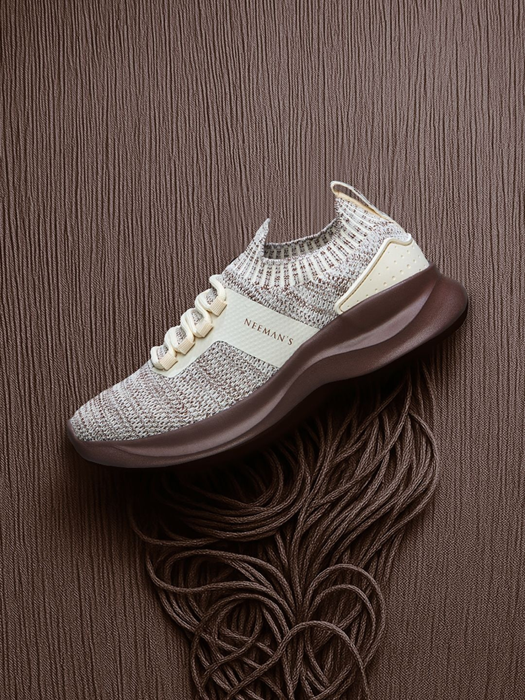 NEEMANS Men Fuse Knit Textured Pointed Toe Mesh Sneakers