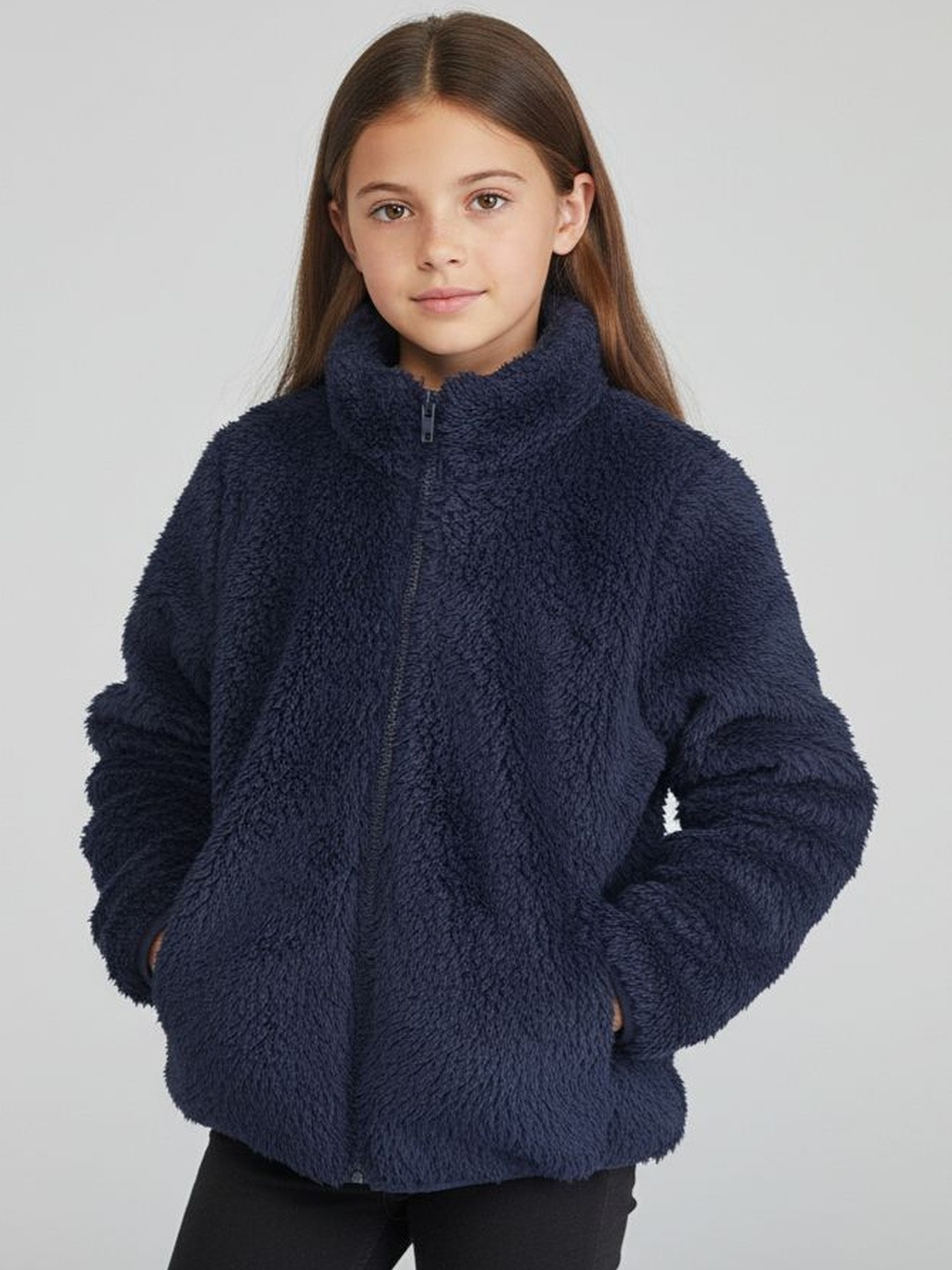 Alan Jones Girls Mock Collar Long Sleeves Tailored Jacket