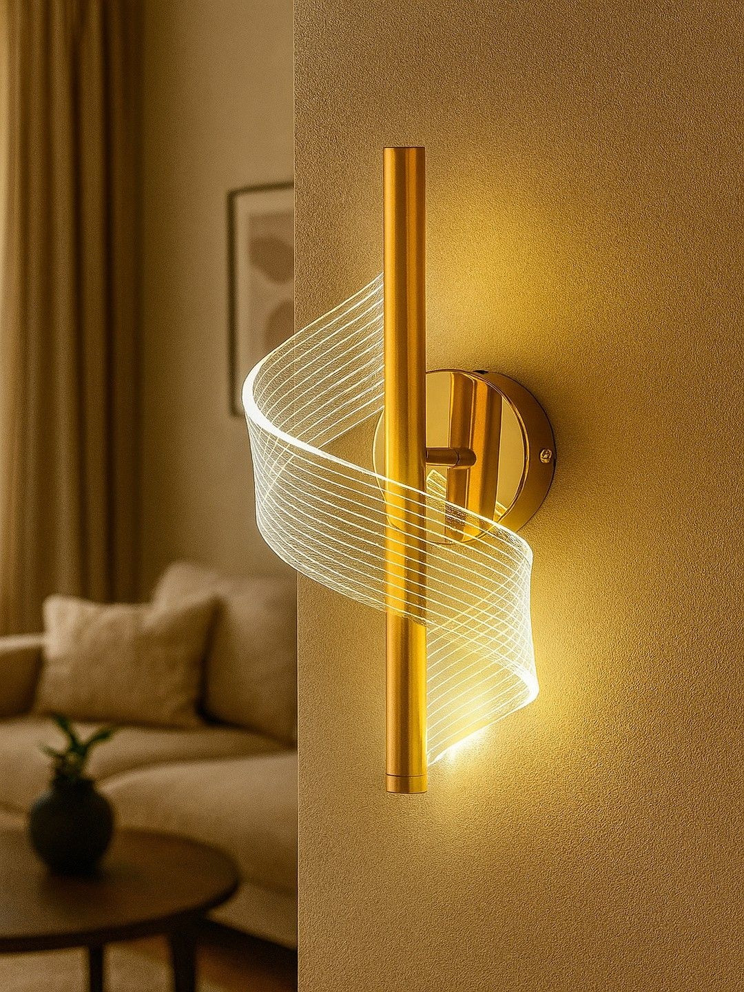 POWERLAM Gold-Toned Modern Cylinder Shaped Wall Lamp
