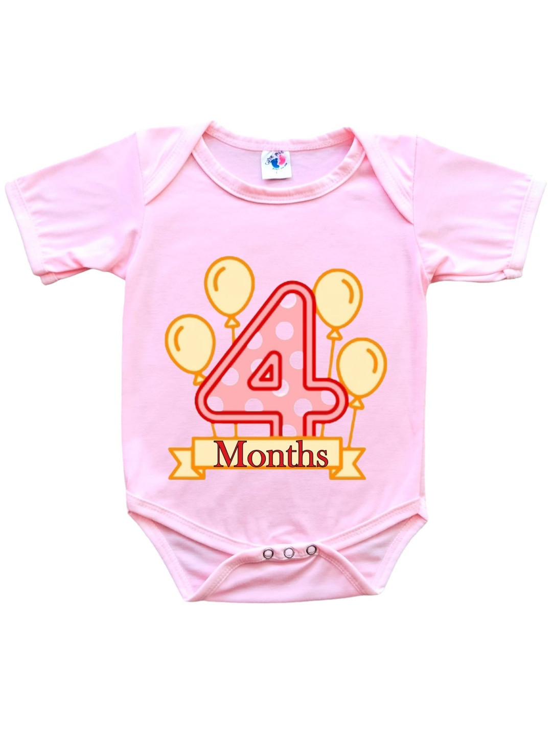 Cute Pals Infants Monthly Milestone Four Months Birthday Printed Cotton Bodysuit