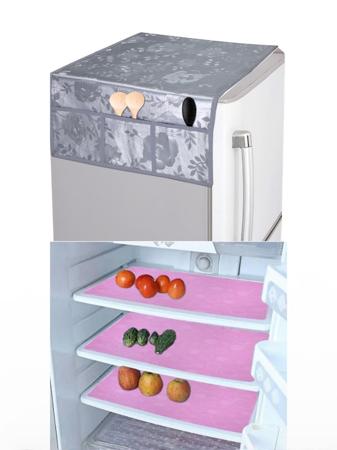 CROSMO 4Pcs Printed Protective Barriers Refrigerator Cover Combo