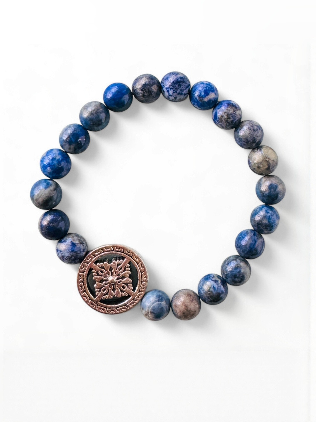 Gems Guru Unisex Blue Natural Flower Lapis Lazuli Ethnic Bracelet