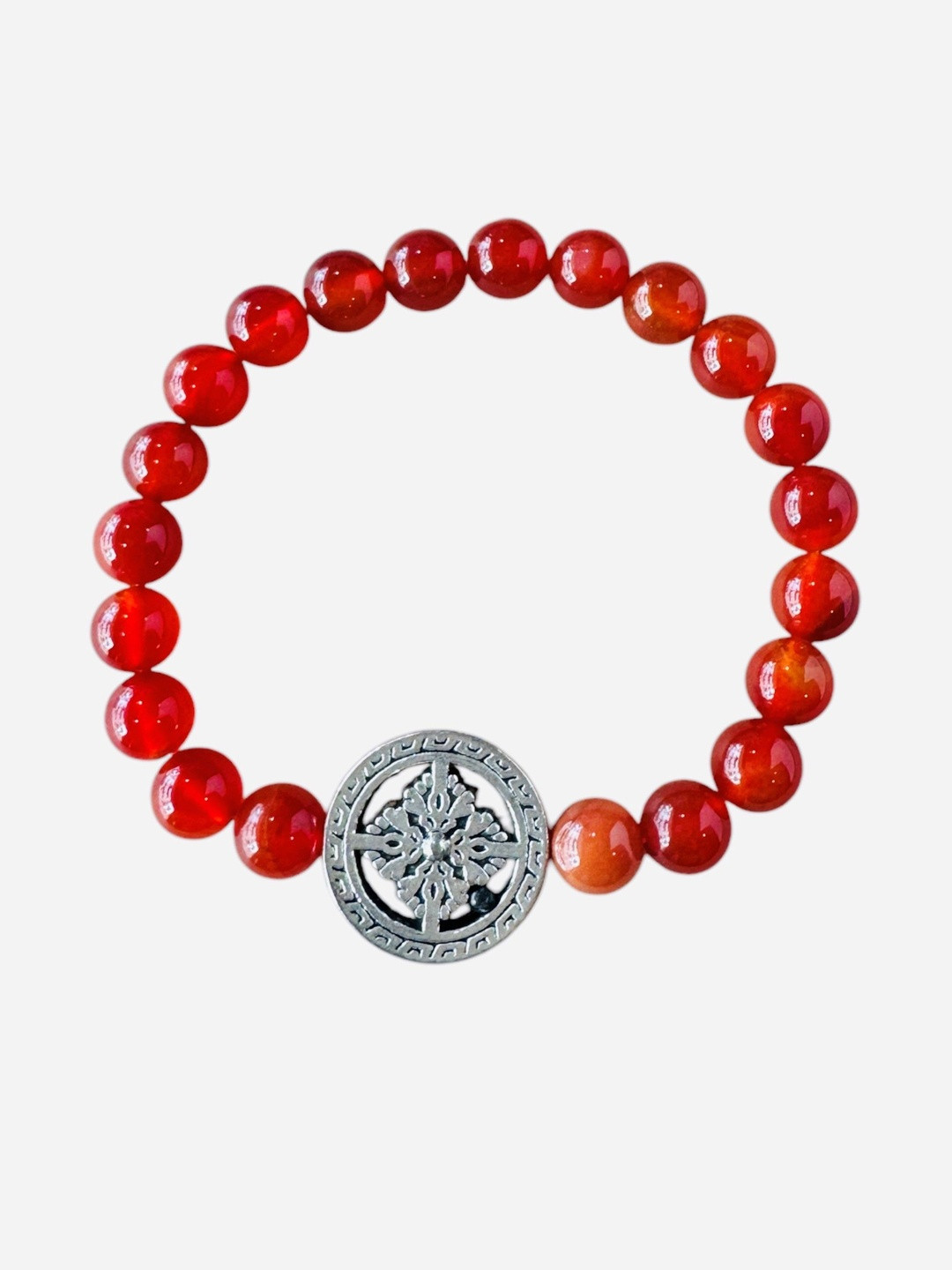 Gems Guru Red Natural Flower Carnelian Bracelet