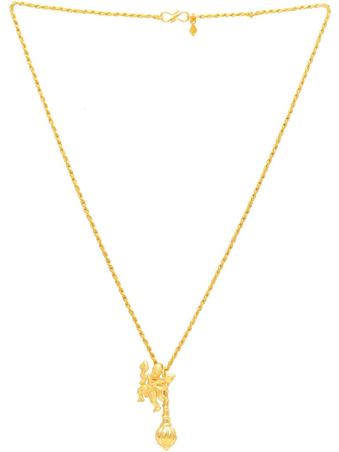Missmister Gold plated Buff finish Hanuman and Gada chain pendant necklace