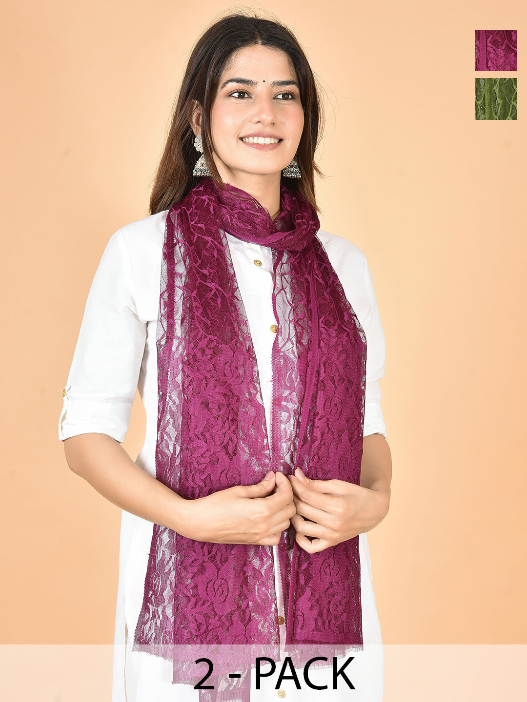 Nakoda Creation Selection Of 2 Floral Embroidered Dupattas