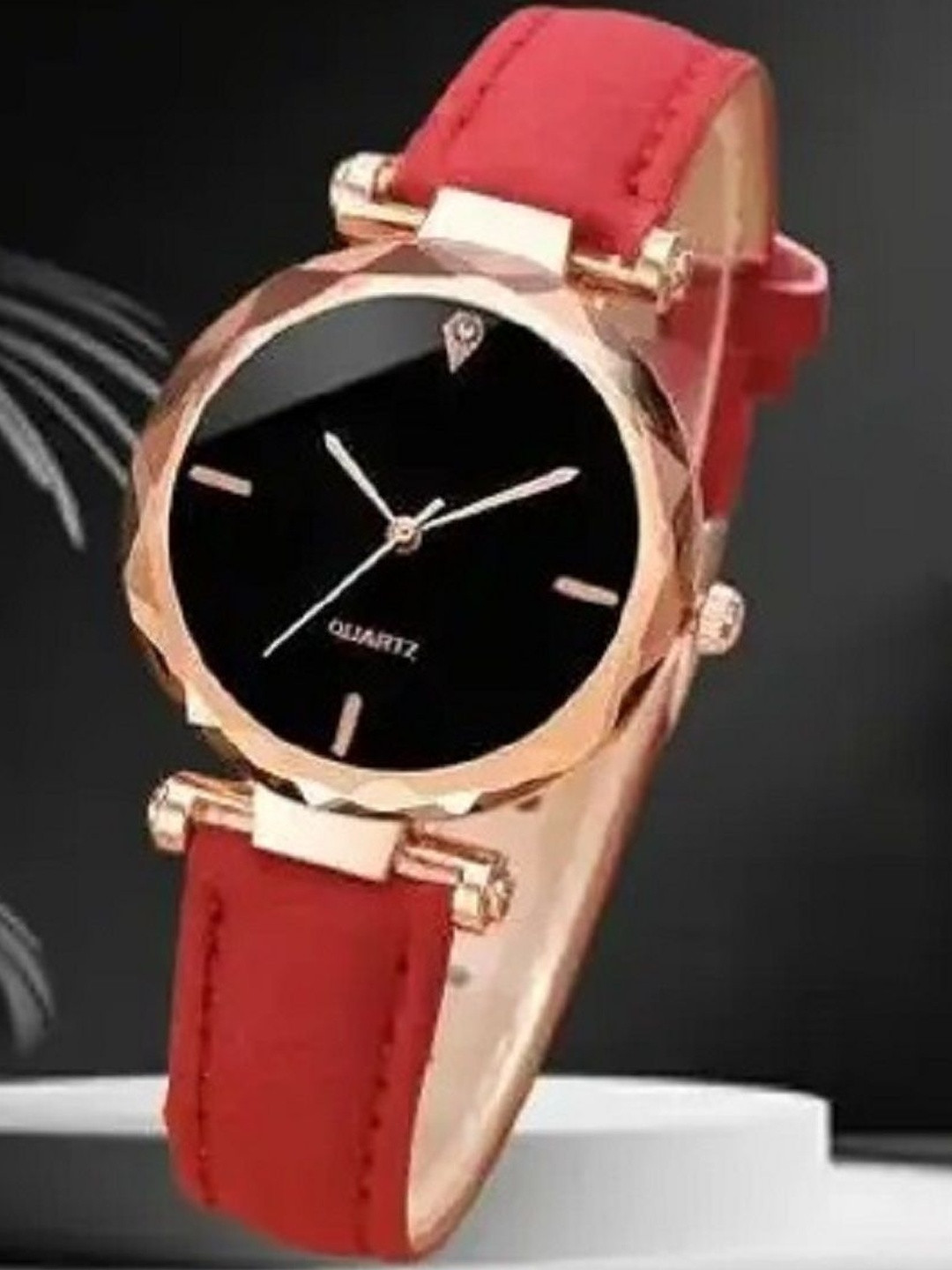 LAKSH Unisex Dial & Leather Straps Analogue Watch MG Leather Red AvWS