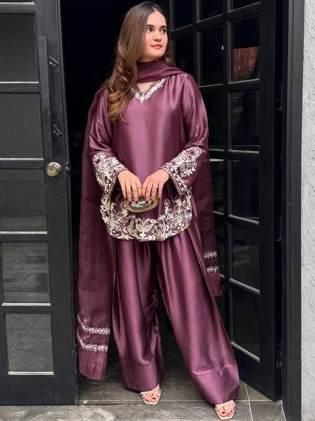 ANSH CREATION Women Ethnic Motifs Embroidered Kurta with Palazzos & Dupatta