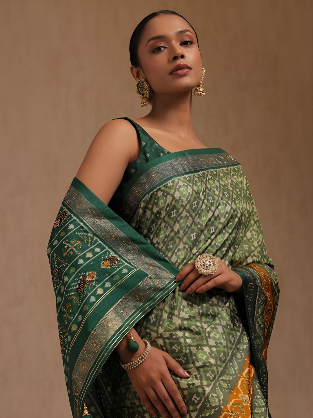 Soch Ethnic Motifs Printed Woven Design Stone Work Saree