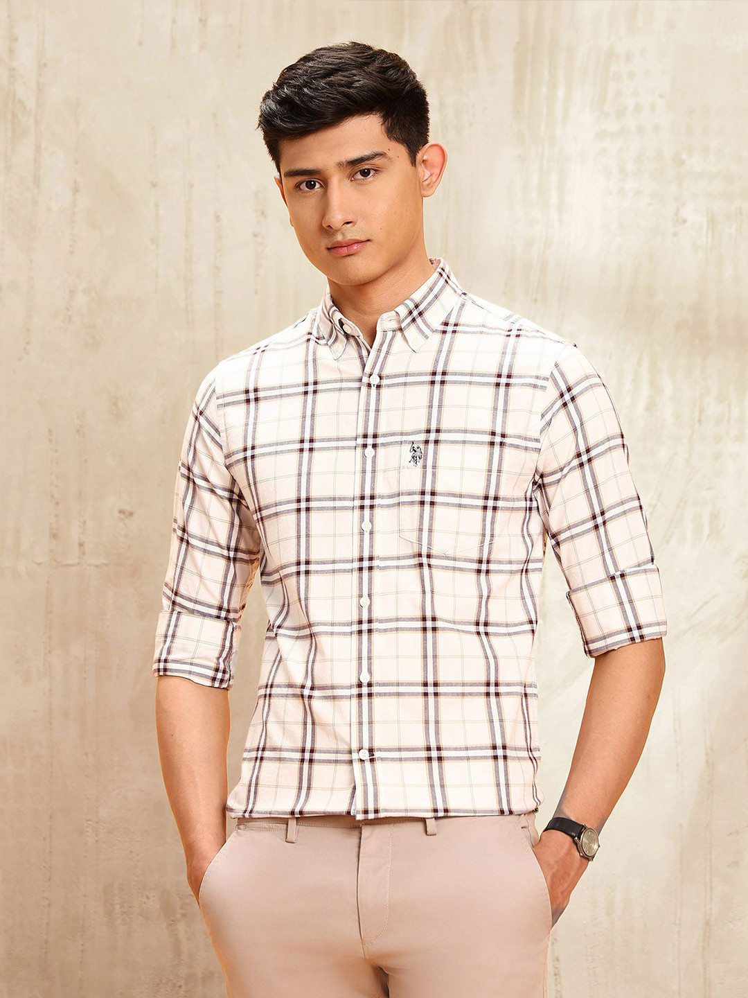 U.S. Polo Assn. Tailored Fit Other Checks Checked Button-Down Collar Cotton Shirt