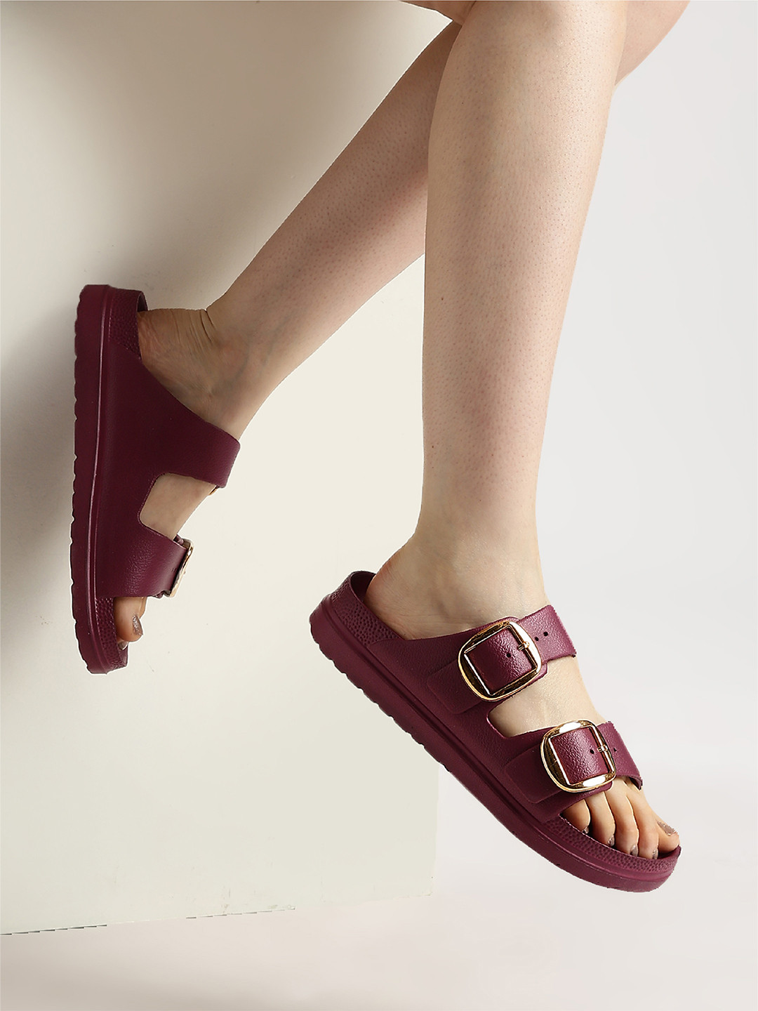 VKC DEBON Women Open Toe Flats with Buckles