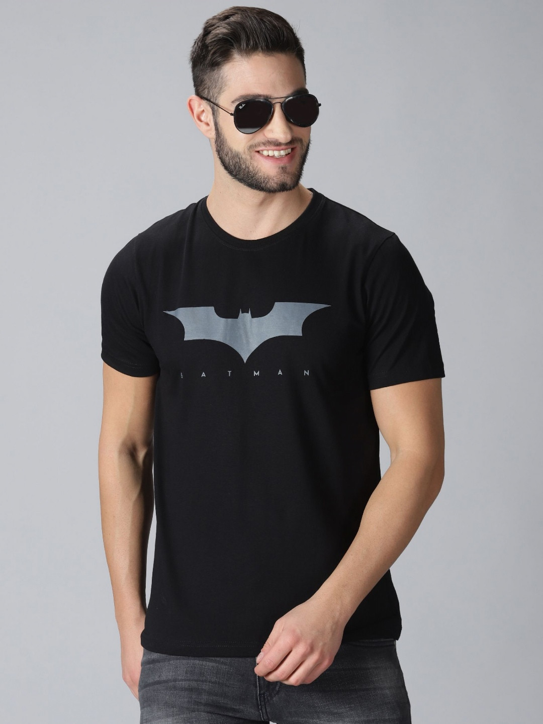 Y.O.U Batman Graphic Printed Pure Cotton Regular Fit T-shirt