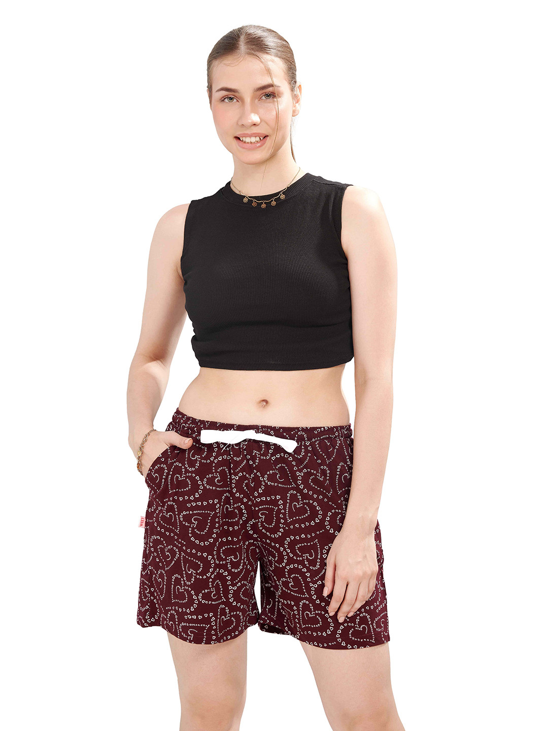 WEET Women Printed Cotton Lounge Shorts