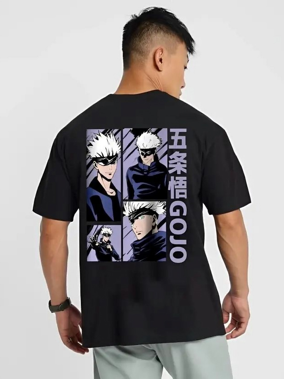 CLOFLIX Men Jujutsu Kaisen Graphic Printed Round Neck Cotton Oversized T-shirt