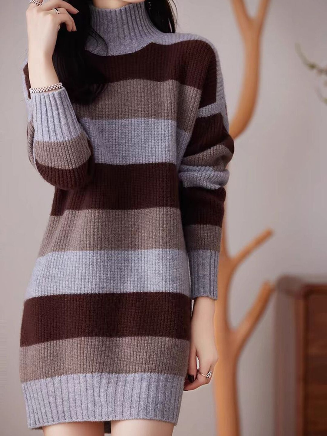 Mast & Harbour Women Striped T-shirt Mini Jumper Dress