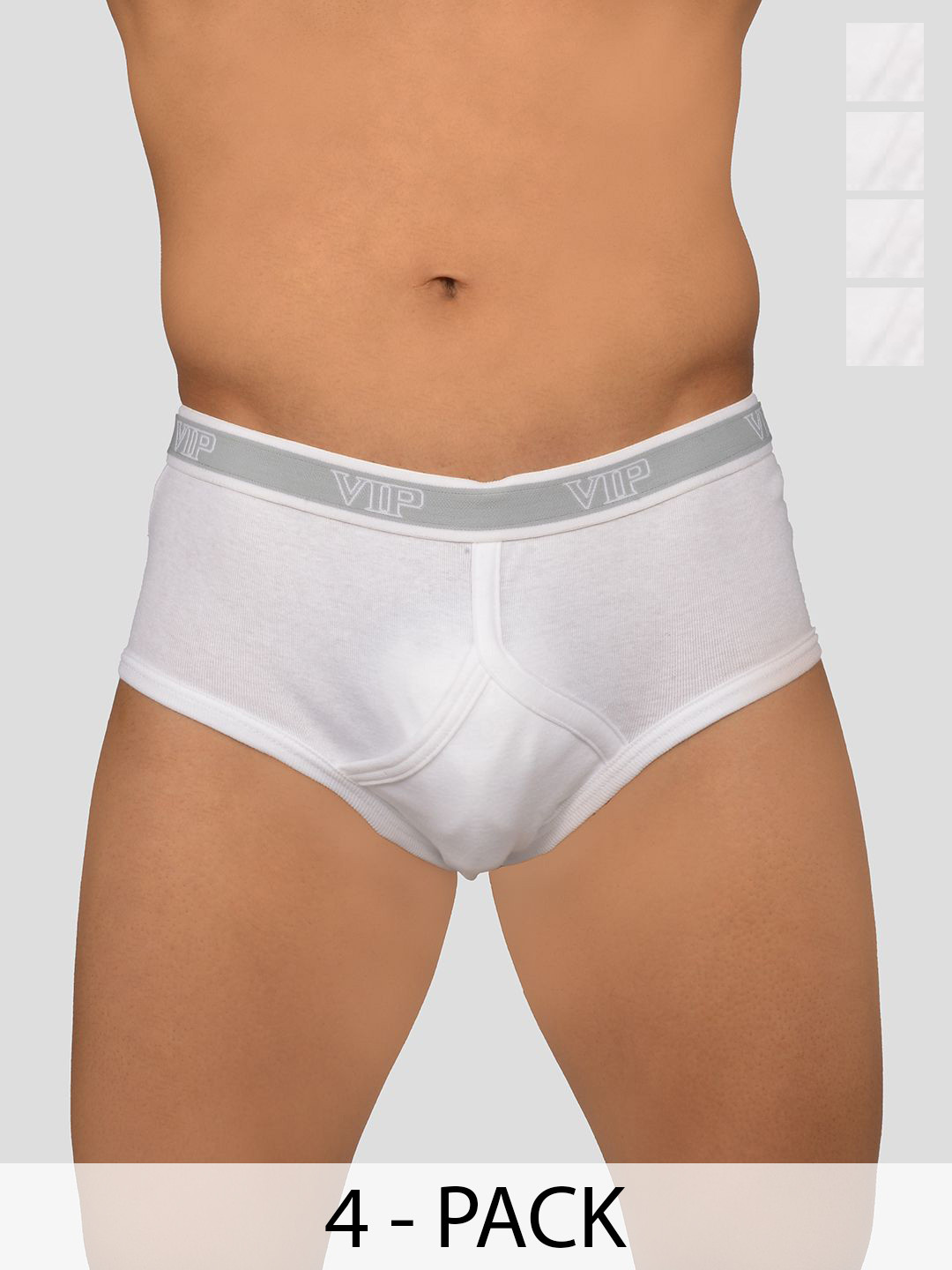 VIP Pack Of 4 Mid-Rise Pure Cotton Basic Briefs VP-MI-BF-SIGNR-1P-IN-PO4-95
