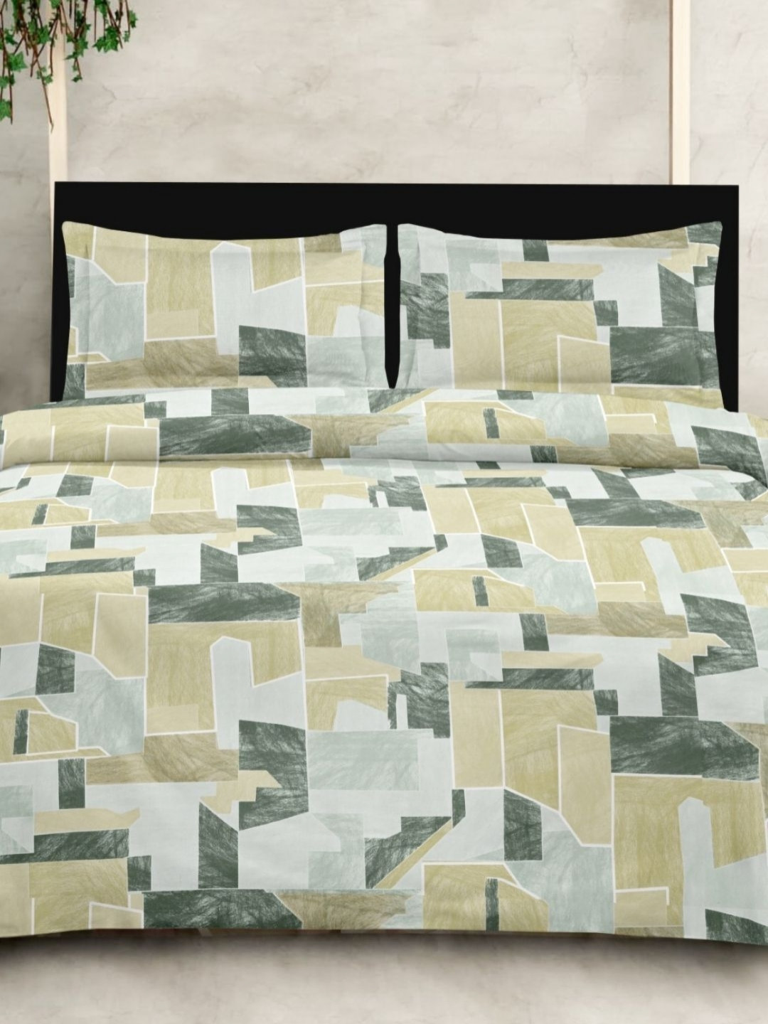 Sleeping Owls Green & White  210 TC Cotton Super King Bedsheet Set 2.74 m x 2.74 m