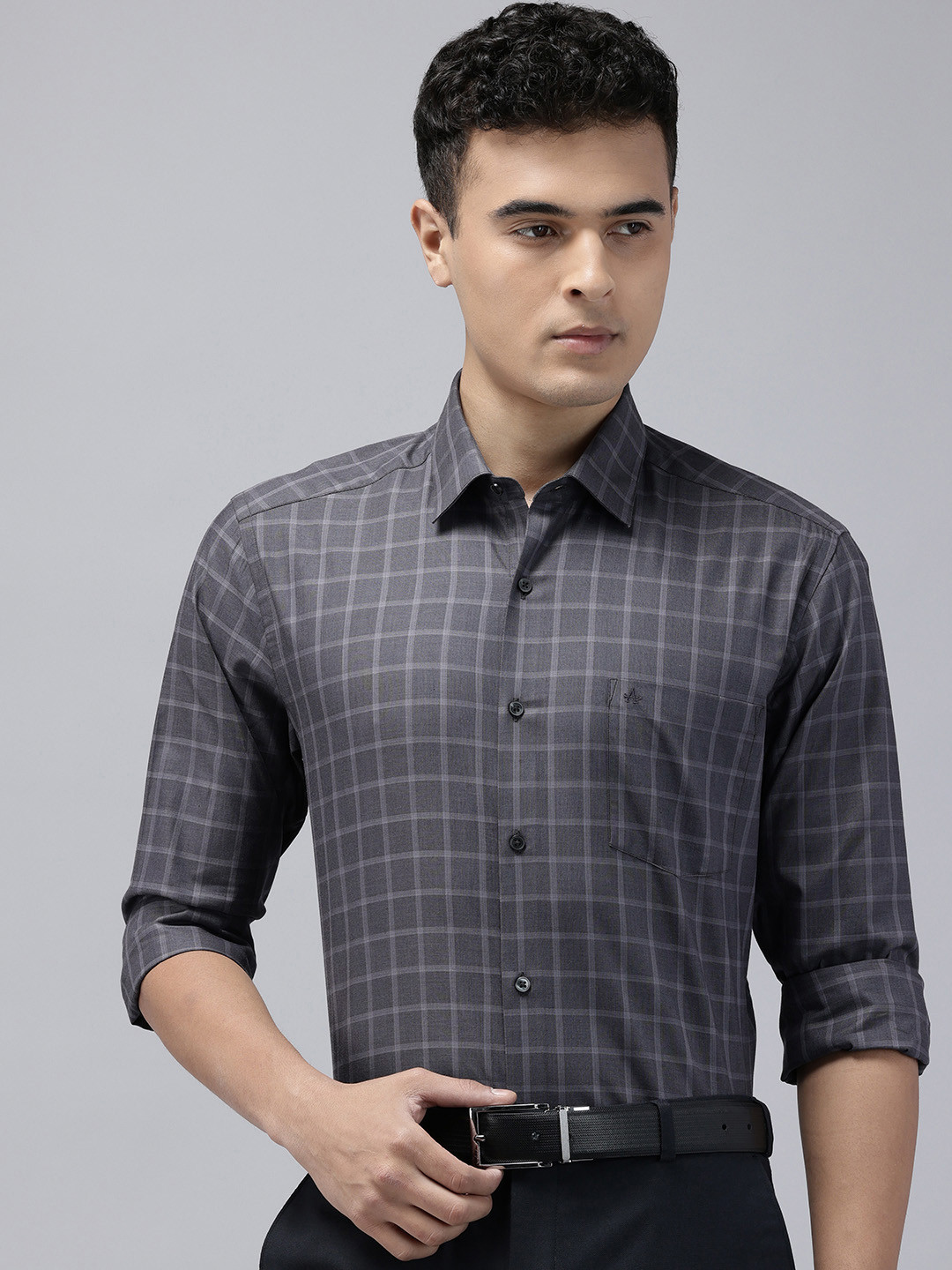 Arrow Pure Cotton Grid Tattersall Checked Manhattan Slim Fit Formal Shirt