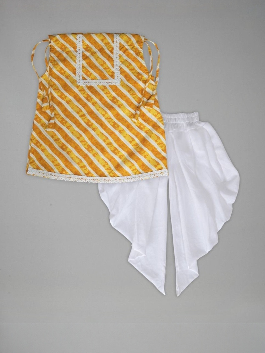 IRSIA Girls Yellow Printed Kurti and Dhoti Pants