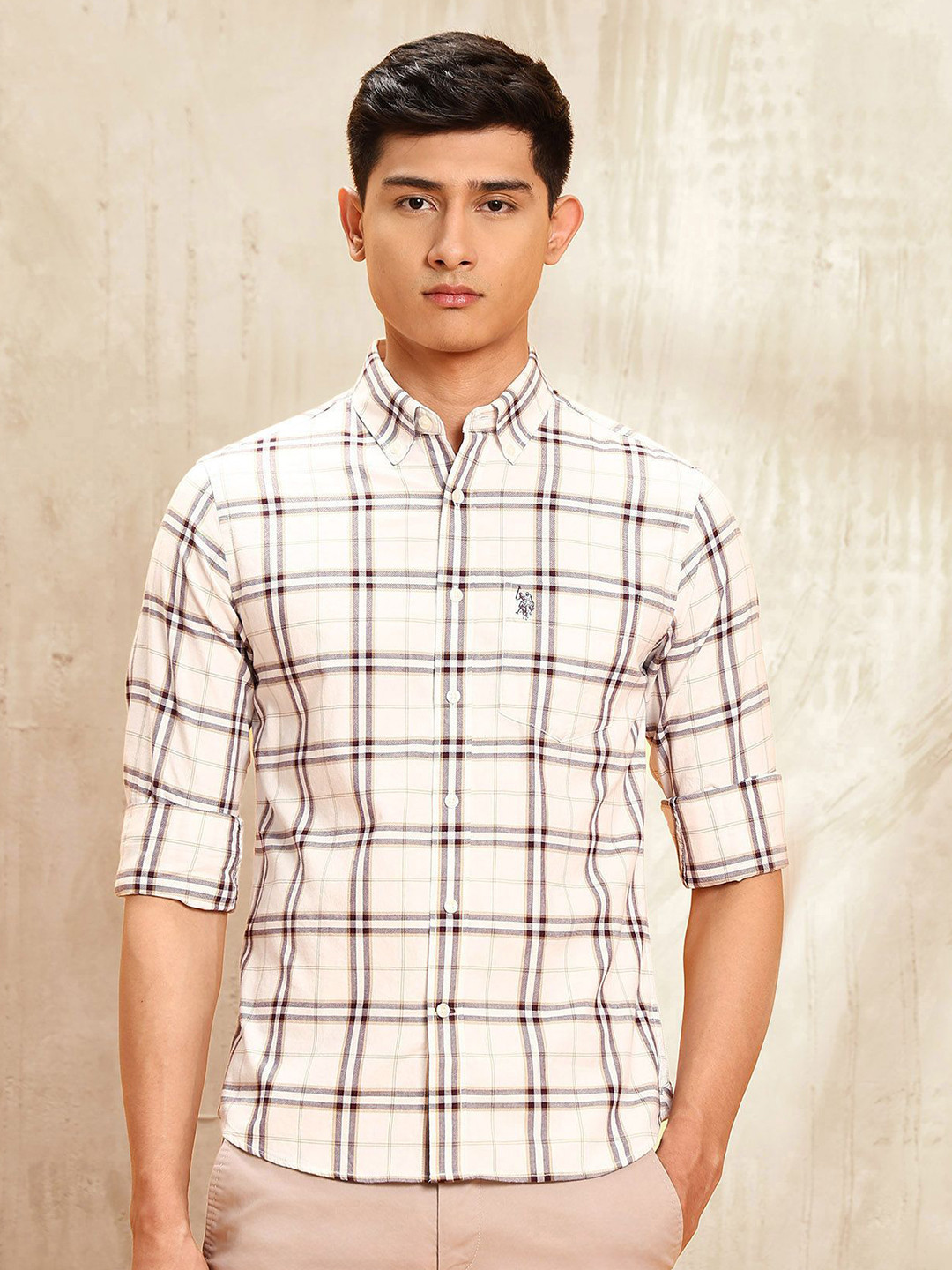 U.S. Polo Assn. Tailored Fit Other Checks Checked Button-Down Collar Cotton Shirt