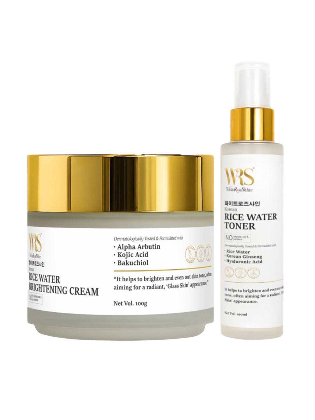 WHITEROSESHINE Set Of 2 Rice Water Brightening Cream & Toner - 100 g Each