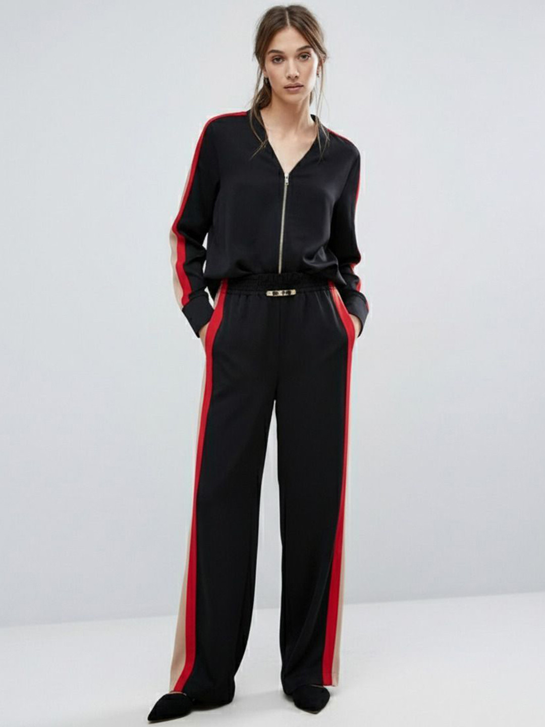 Pookiie Women Colourblocked Relaxed Fit Mid-Rise Cotton Flat-Front Regular Trousers