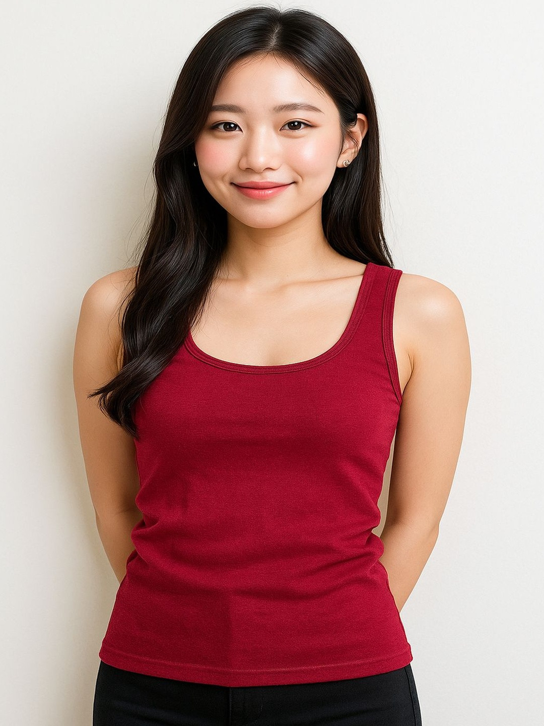 Cortica Women Pack Of 2 Cotton Based Maroon & White Comfortable Camisoles Maroon & White