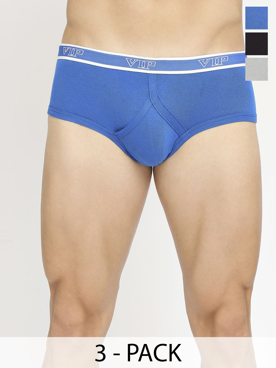 VIP Pack Of 3 Mid-Rise Pure Cotton Super Soft Basic Briefs VP-MI-BF-SPECT-1P-IN-PO3-80