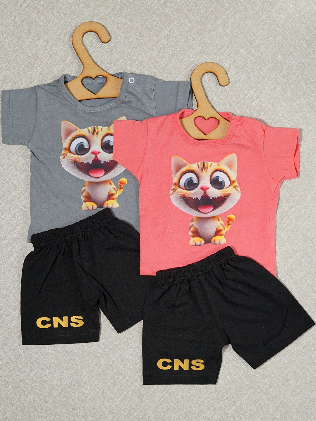 CRAZE N STITCH Boys Pack of 2 Animal Graphic Printed T-shirt with Shorts