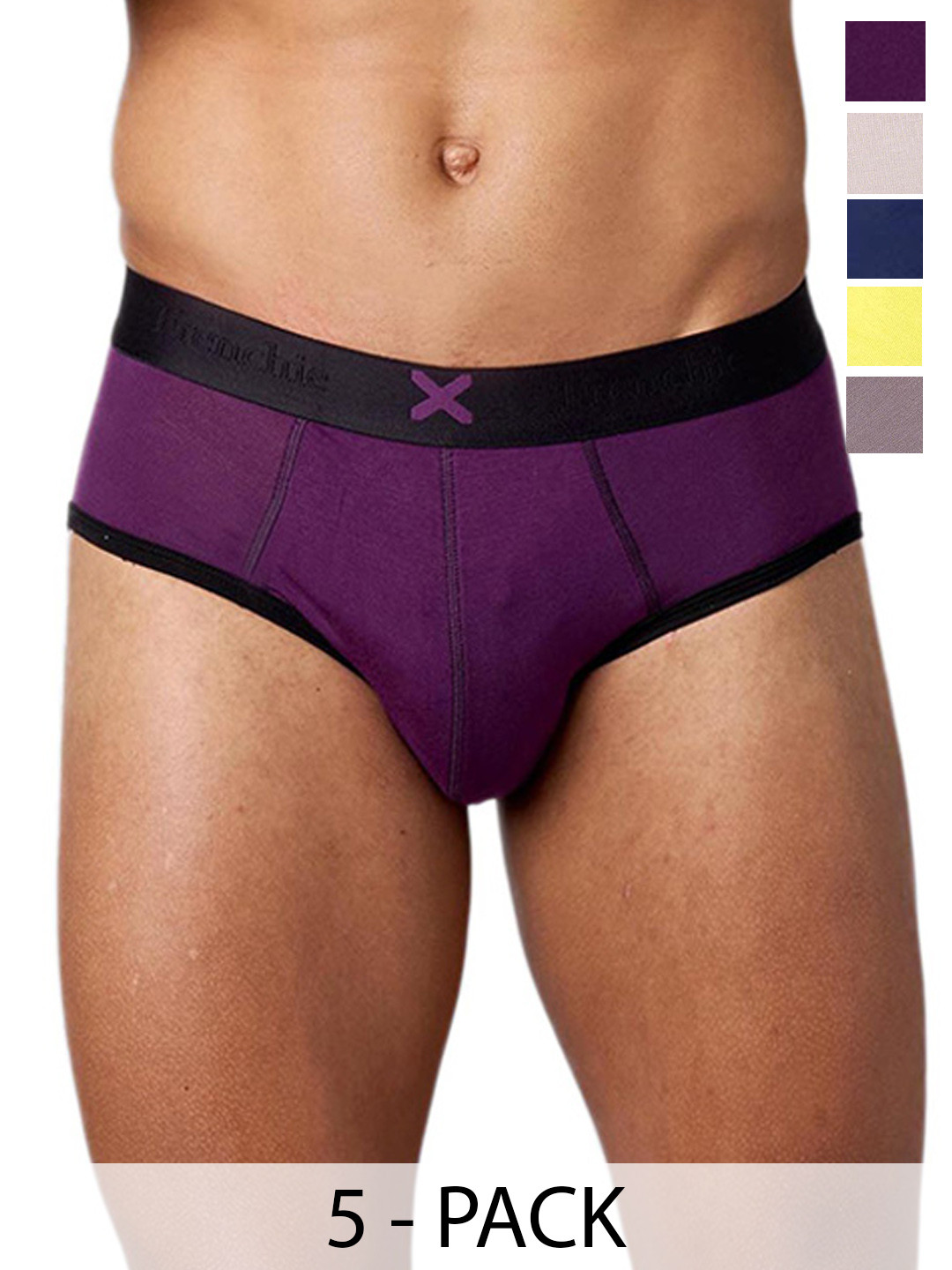 FRENCHIE Pack Of 5 Mid Rise Ultrasoft Briefs FR-MI-BF-HYPE-1X5-PO2-CRGRY-S