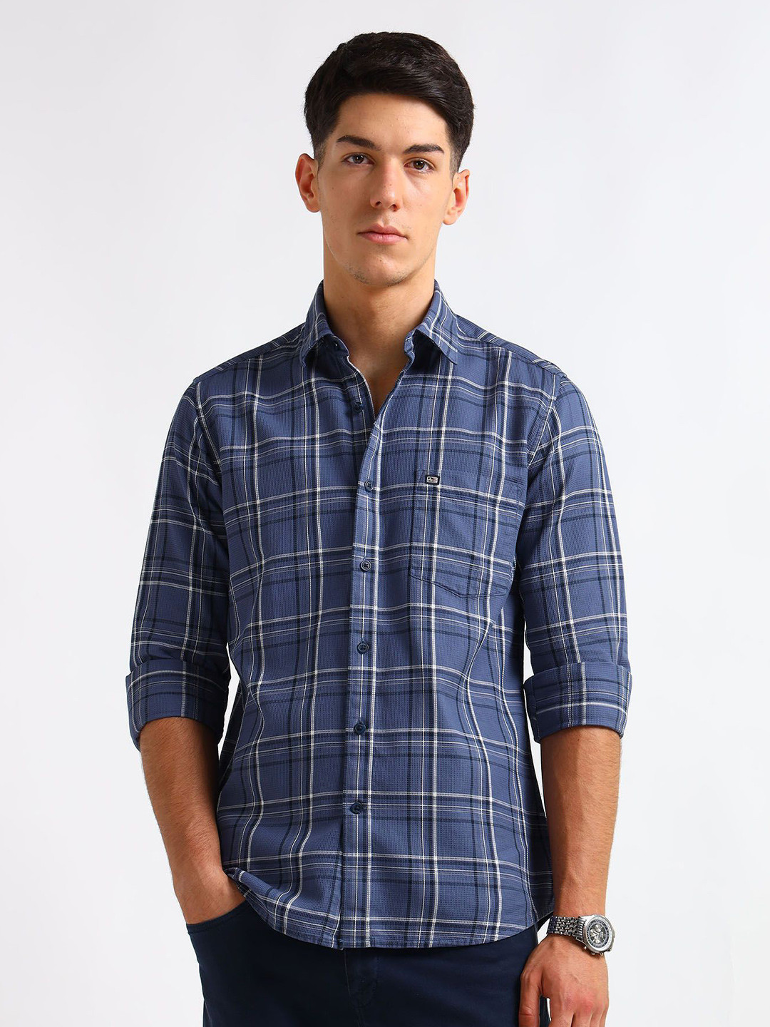 Arrow Sport Men Checked Spread Collar Pure Cotton Casual Shirt